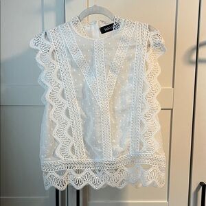 fab'rik White Lace Blouse